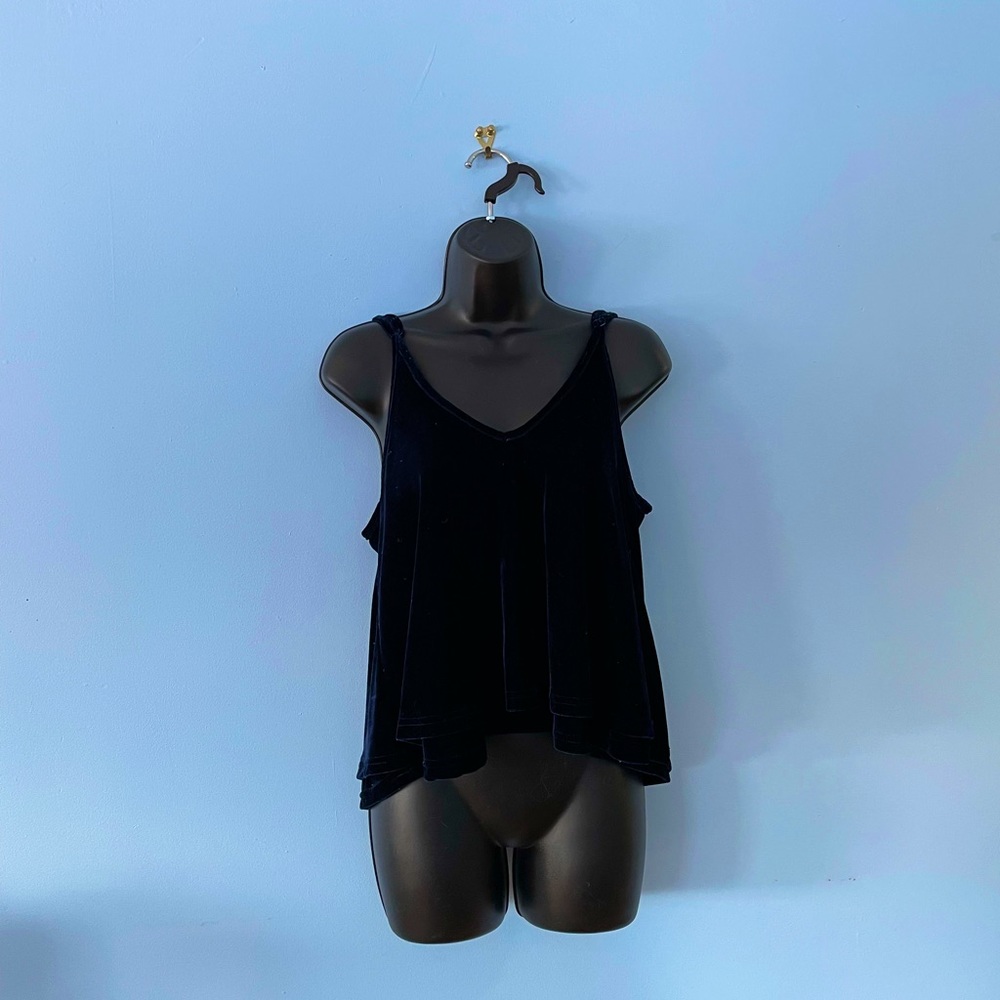 Blue Velvet V Neck Crop (free shipping!)
